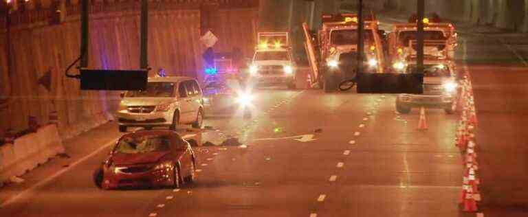 A pedestrian caught head-on in the Viger tunnel