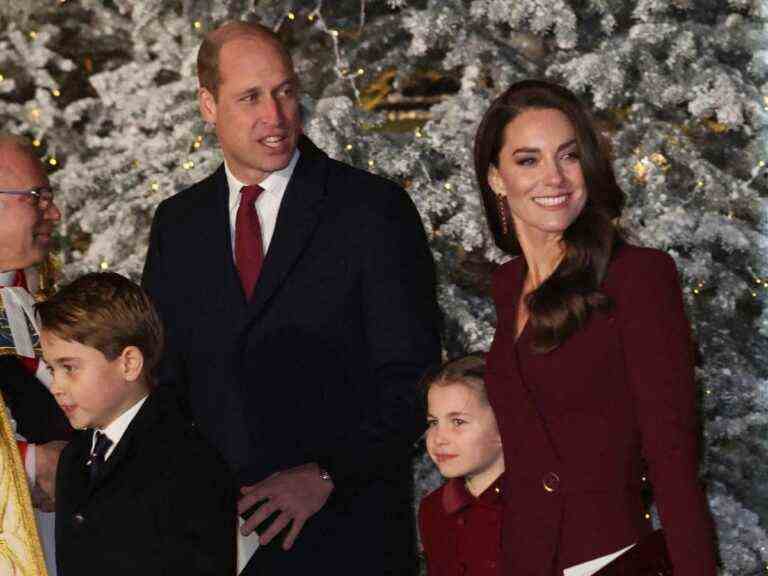 Kate and William and their mini versions: Charlotte and George dressed as mum and dad for the holiday season!