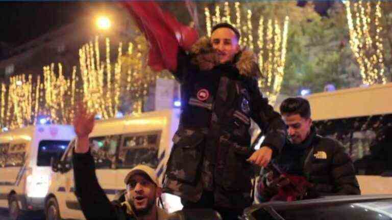 Moroccan supporters celebrate all over Paris