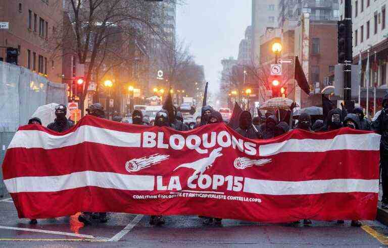 Protesters marched through downtown Montreal against COP15