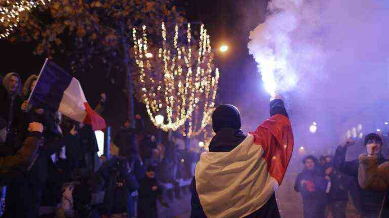 jubilant fans celebrate in the streets the victory against Morocco