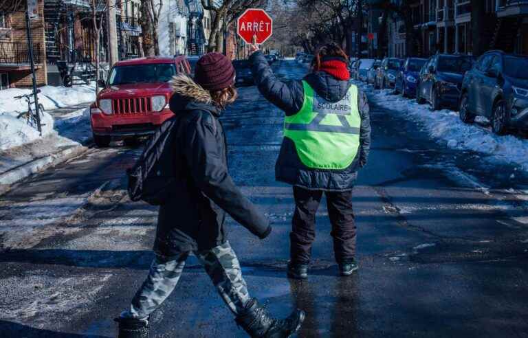 A crossing guard hit by a vehicle in Montreal