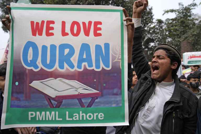 A demonstration in Pakistan after the burning of a Koran in Sweden