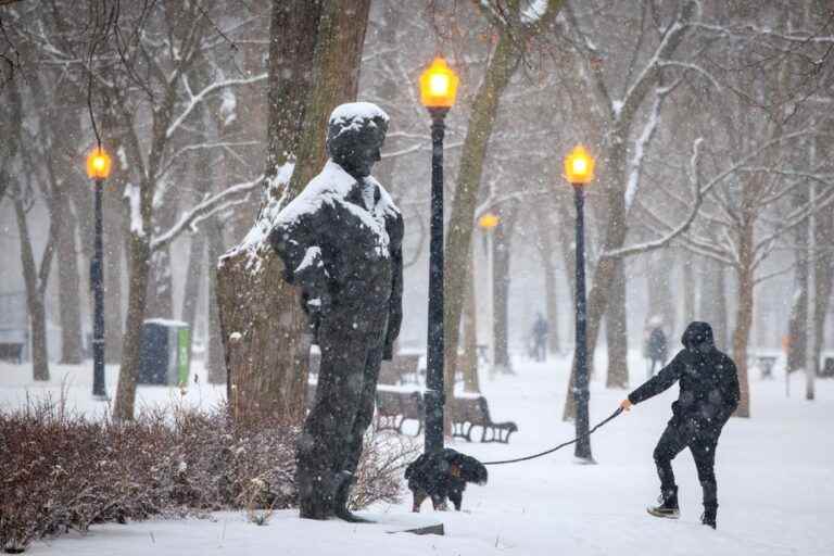 Snow accumulates over southern Quebec