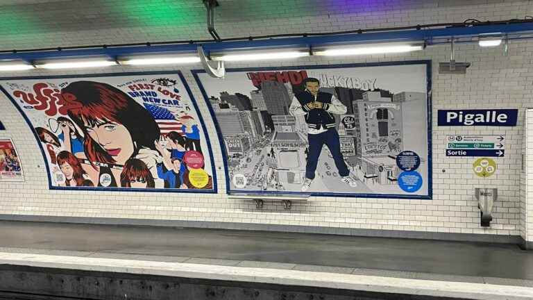 The Ed Banger label celebrates its 20th anniversary by displaying its covers on the walls of the Pigalle metro station