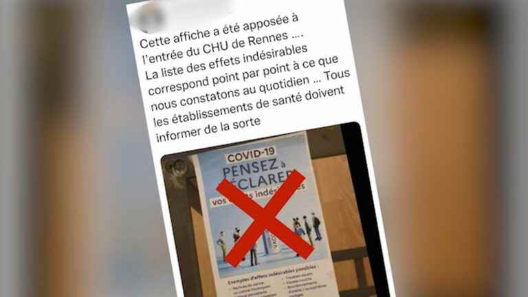 The Rennes University Hospital did not display a poster on its premises listing the adverse effects of vaccines against Covid-19