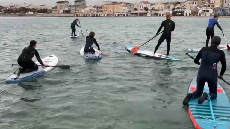 in Marseille, paddleboarding to repair cancer wounds