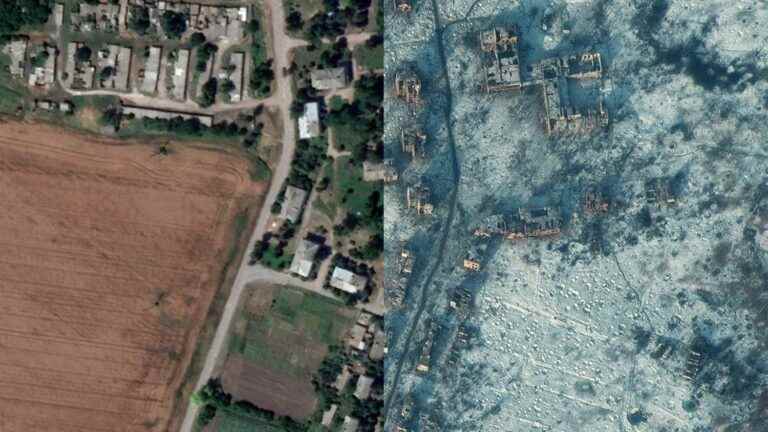 visualize thanks to satellite images the extent of the destruction in Soledar