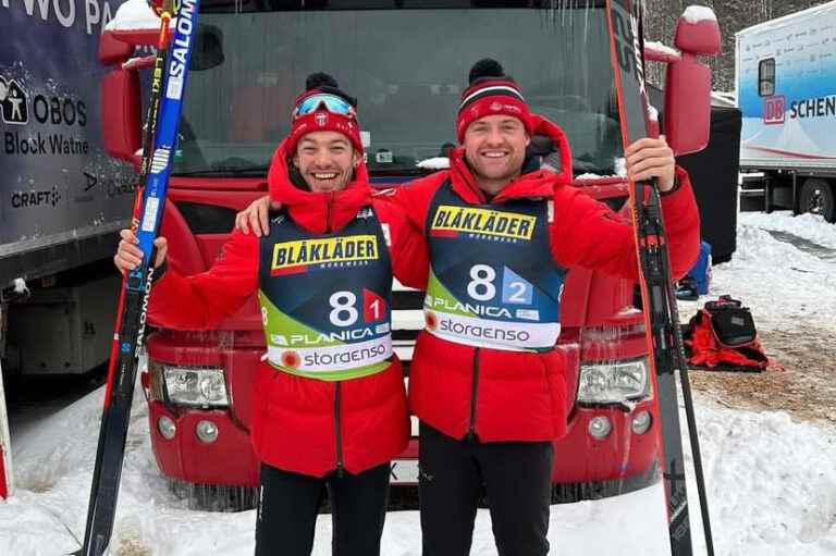 Cross-Country World Championships |  Antoine Cyr and Graham Ritchie at the foot of the podium in the team sprint