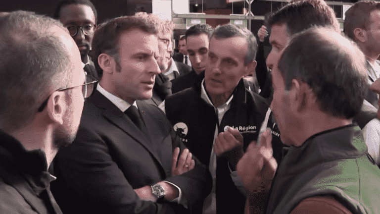 Emmanuel Macron facing questions from the agricultural world