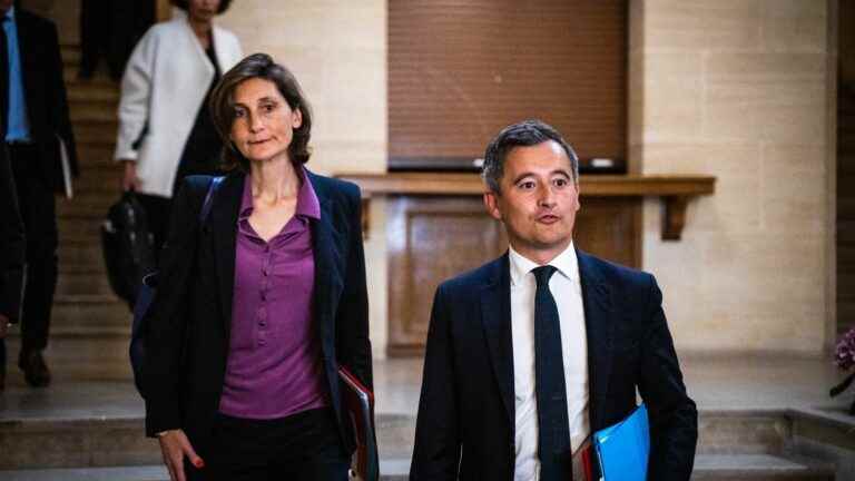 Gérald Darmanin and Amélie Oudéa-Castéra targeted by a banner of Liverpool supporters after the Stade de France fiasco