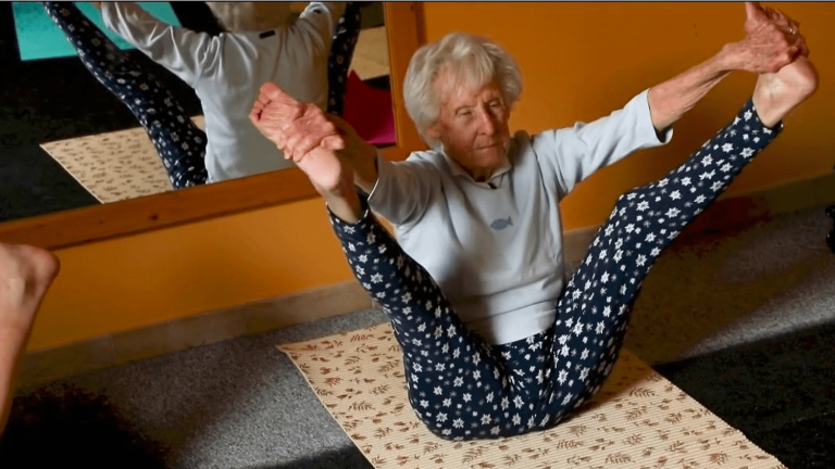 Charlotte, a centenary yoga teacher who is bursting with energy