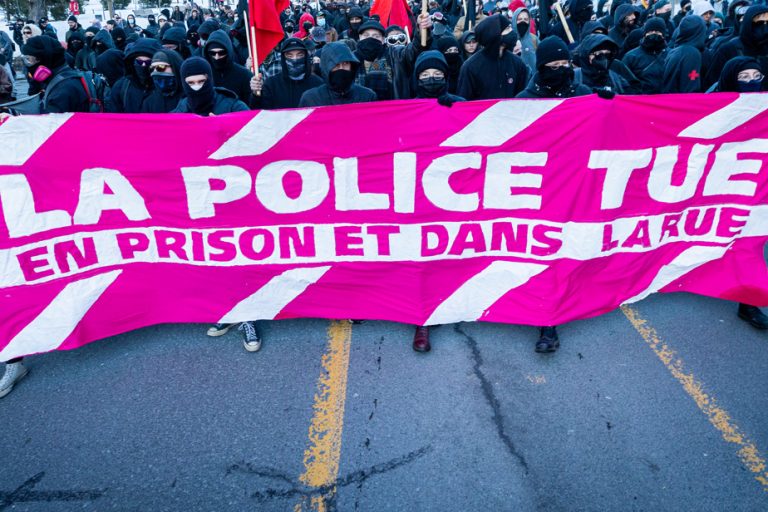 Demonstrators protest against police brutality in Montreal