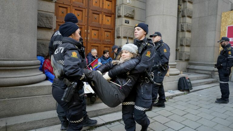 Greta Thunberg dislodged by police in action against wind turbines declared illegal