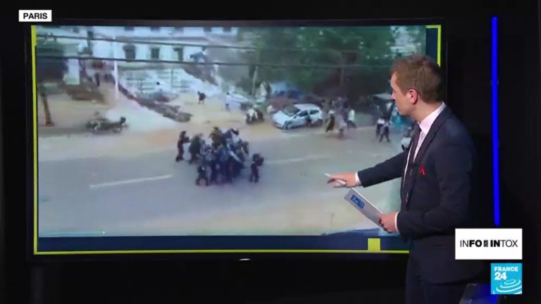 No, this video of police pushed back by the crowd was not shot in Senegal