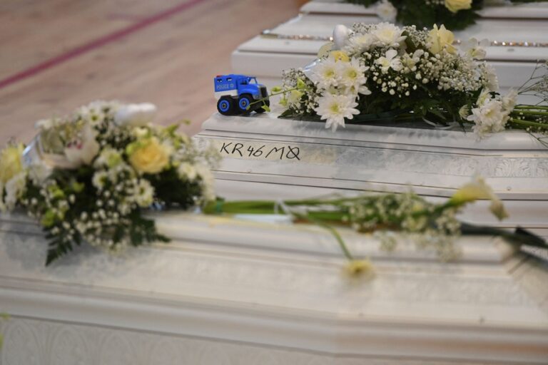 Shipwreck in Italy |  Small white coffins for children