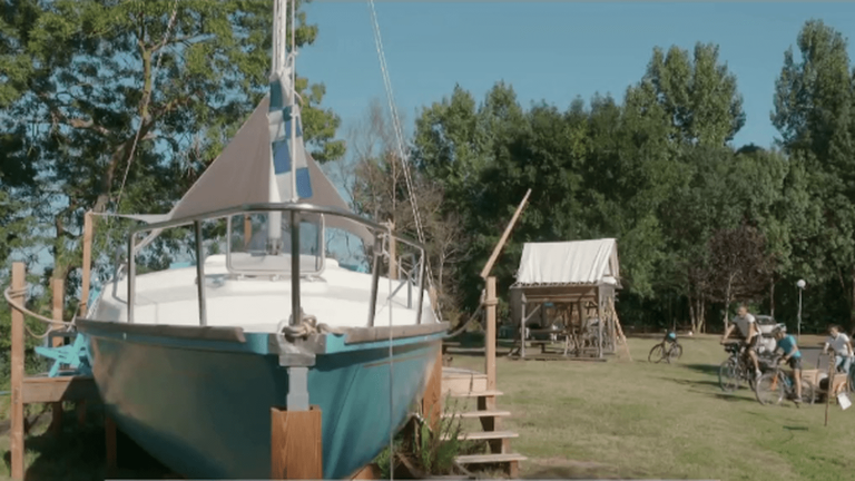 a company transforms sailboats into camping bungalows