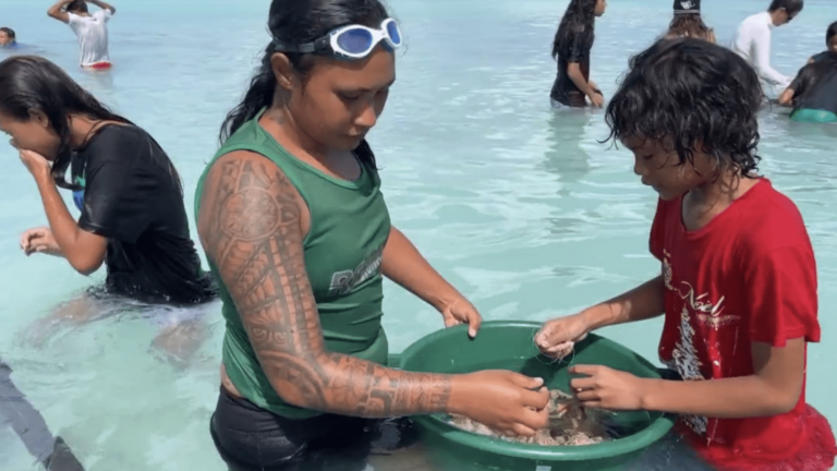 children cut corals to preserve the marine environment