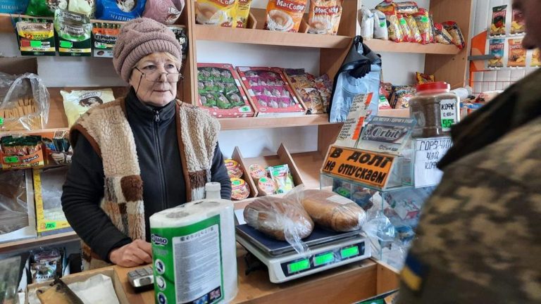 the battle of Bakhmout is on the doorstep of Svetlana’s ever-open grocery store