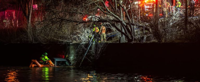 A man is killed after being extricated from his vehicle which fell into the St. Lawrence River