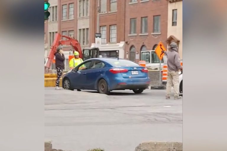 Construction site in the South-West |  A motorist pushes a flagman with his car, the SPVM is investigating