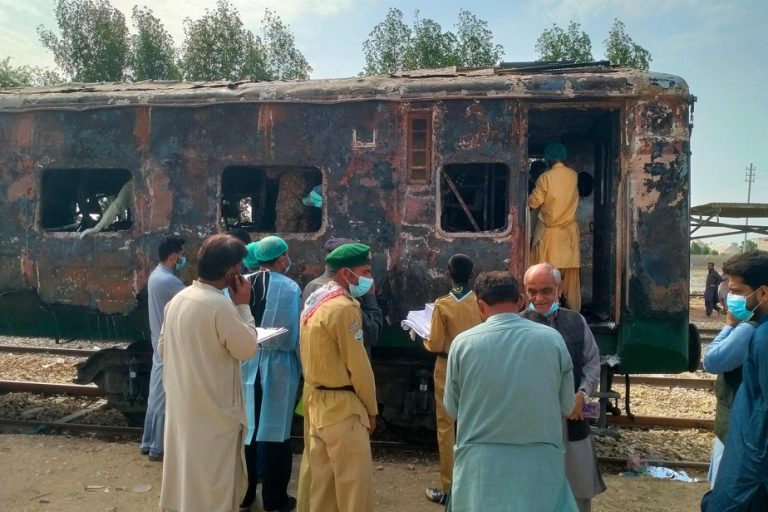 Deadly fire in a passenger train in southern Pakistan