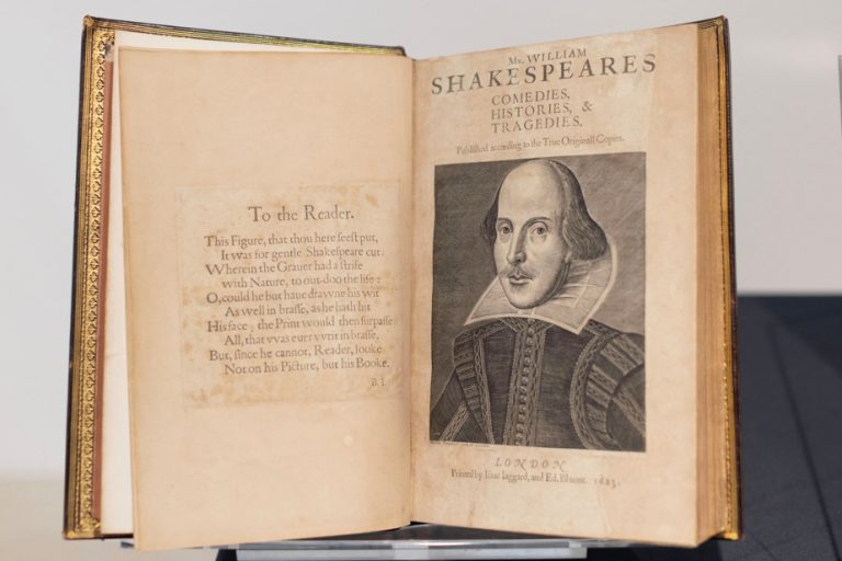 London |  A copy of Shakespeare’s first collection on display