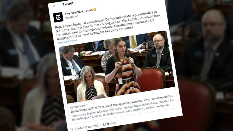 in the United States, a transgender elected representative excluded from parliament for having protested against a text of law