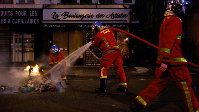 rallies in several cities in France during Emmanuel Macron’s speech