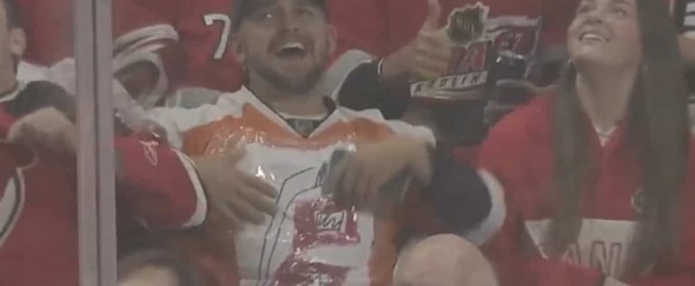 A Hurricanes fan…with a Flyers jersey