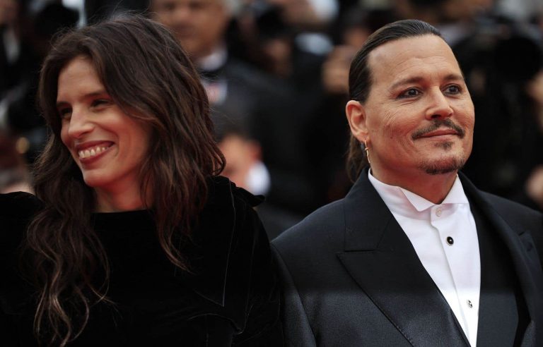 A red carpet torn by Johnny Depp for the opening of the 76th Cannes Film Festival