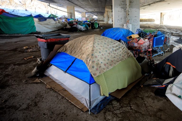 Homeless camp under the Ville-Marie highway |  No accommodation yet for the majority of campers