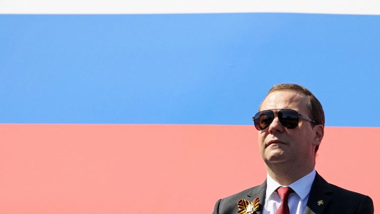 between insults and provocations, what is Dmitri Medvedev, the former liberal figure who has become a Kremlin hawk, playing at?