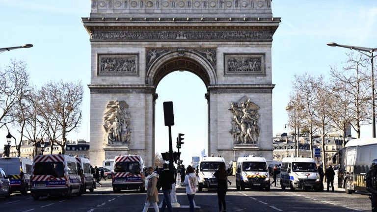 demonstrations are prohibited in a large area around the Champs-Elysées