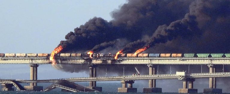 Bridge between annexed Crimea and Ukraine damaged by Ukrainian strike