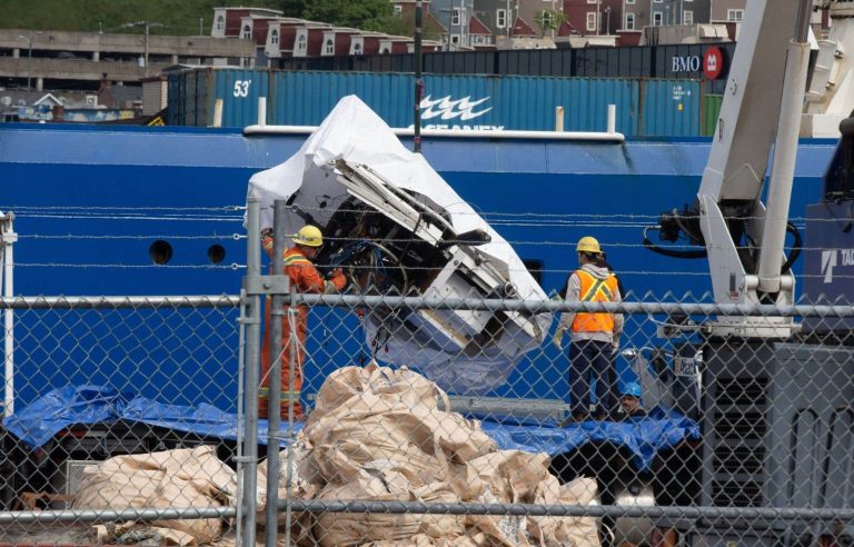 Debris from the Titan submarine is brought back to the port of Saint-Jean