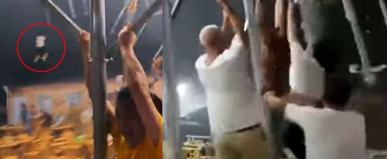 ON VIDEO |  Strong winds toss a marquee (and the people holding it up) through the air