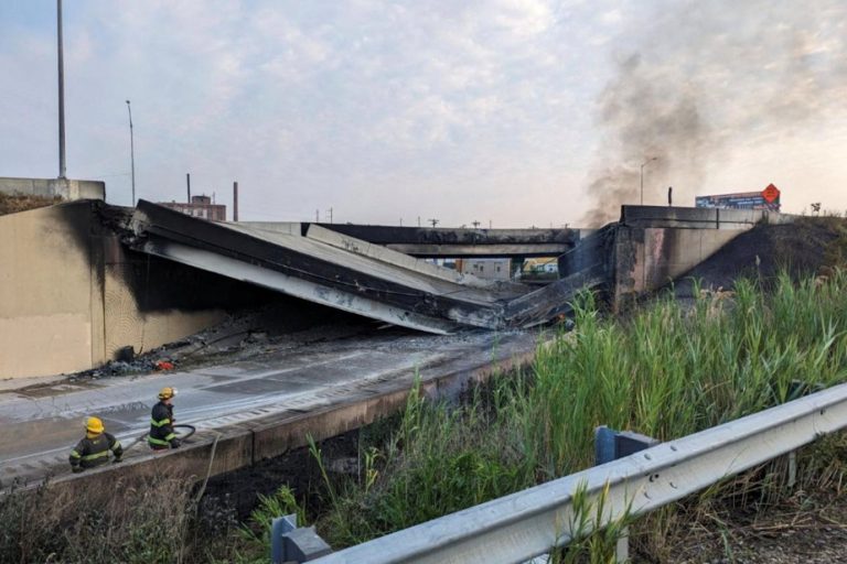 Philadelphia |  Section of highway collapses after fire