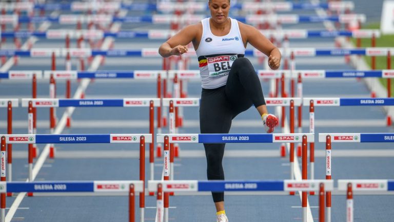 a Belgian shot putter becomes a specialist in the 100m hurdles to avoid the disqualification of her team at the European Games