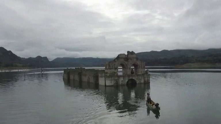 drought reveals submerged church, fishermen worried