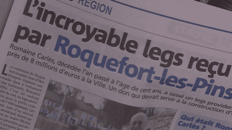 the municipality of Roquefort-les-Pins receives an inheritance of 8 million euros from one of its inhabitants