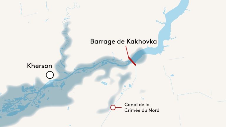 where are the potentially floodable areas after the destruction of the Kakhovka dam?