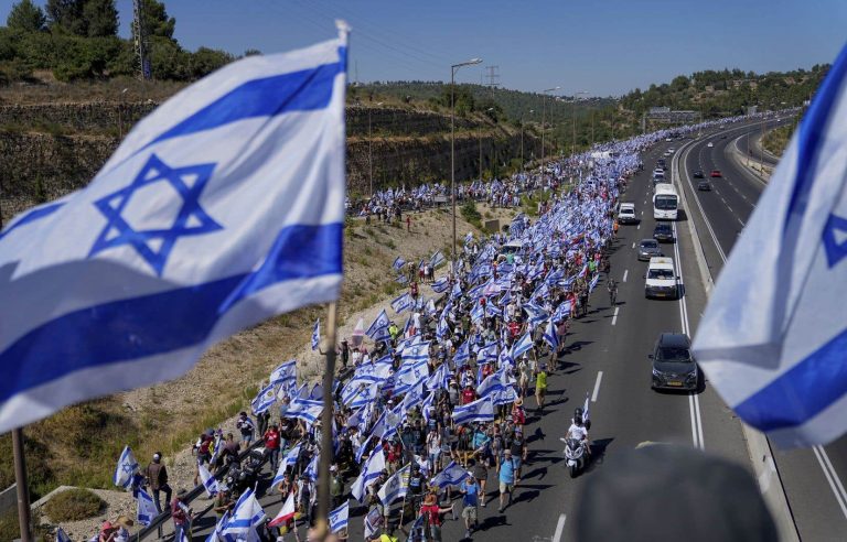 In Israel, protesters mobilized ahead of a crucial vote on judicial reform