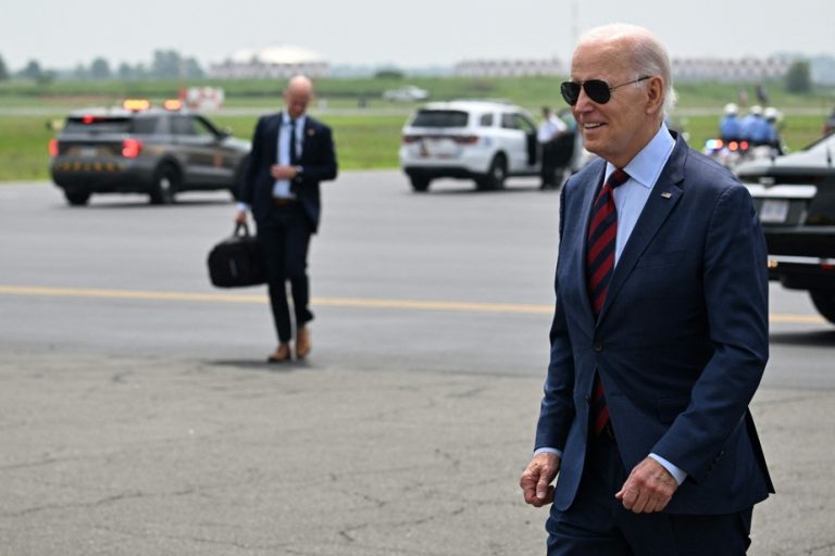 Joe Biden campaigning at a shipyard