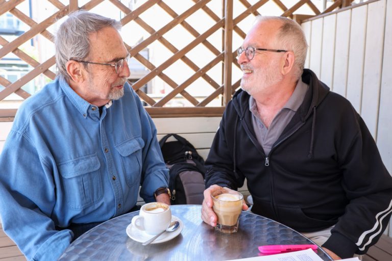 On the terrace with Michael Hendricks and René Leboeuf |  “Coming out is a gift”