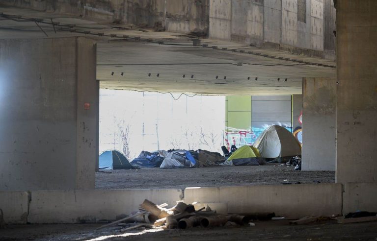 The camp under the Ville-Marie overpass is dismantled