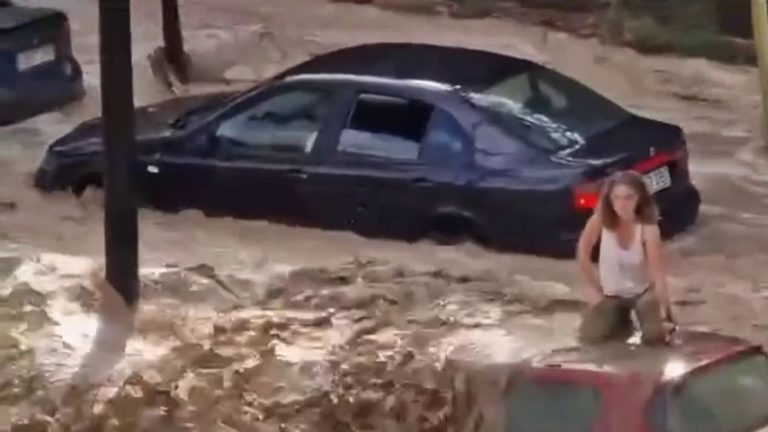 the city of Zaragoza affected by violent storms