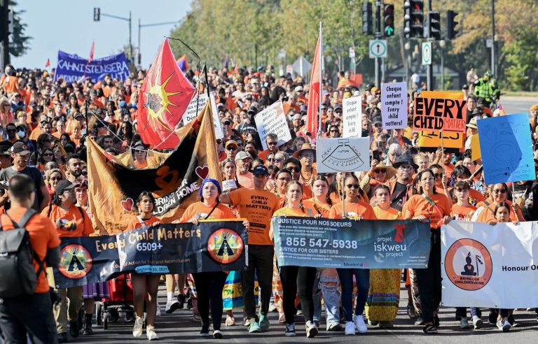 A march for the Day of Truth and Reconciliation in Montreal