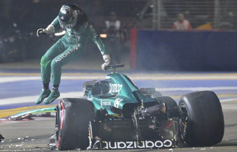 Lance Stroll emerges unscathed from violent qualifying crash in Singapore