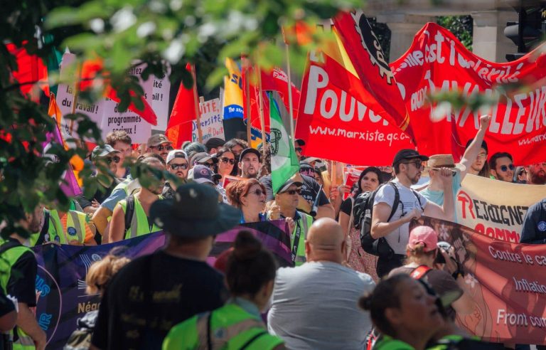 Public sector inter-union common front demonstration in Montreal